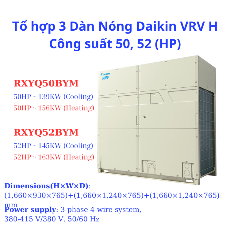 Tổ hợp 3 Dàn Nóng Daikin VRV H 52HP RXYQ52BYM